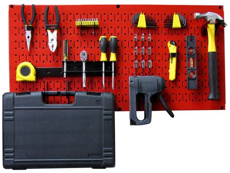 metal pegboard tool box|wall mounted pegboard for tools.